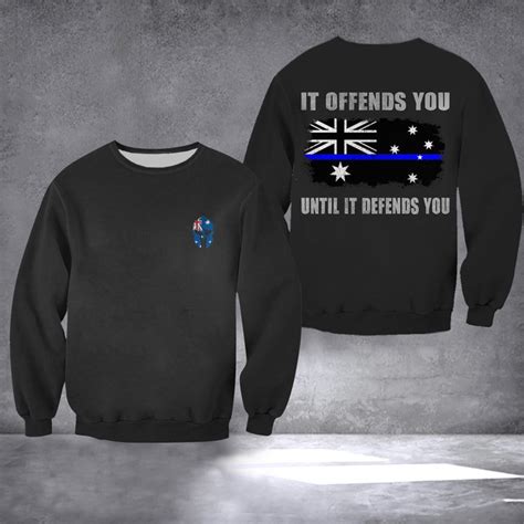 Australia Thin Blue Line Sweatshirt Support Law Enforcement Police Mer ...