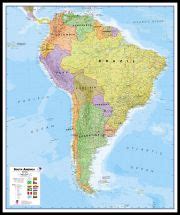 Large South America Wall Map Political Pinboard Framed Black