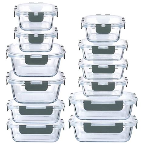 Glass Food Containers Storage Organizers for Kitchen Pantry | BPA Free | Leak Proof | Odor Proof ...