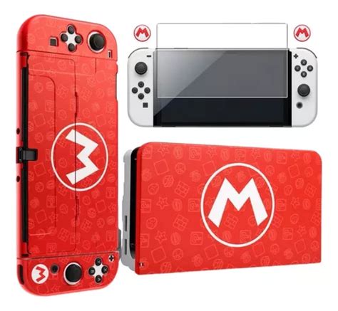 Funda Nintendo Switch Oled Mario Mica Grips Carcasa Dock Cuotas