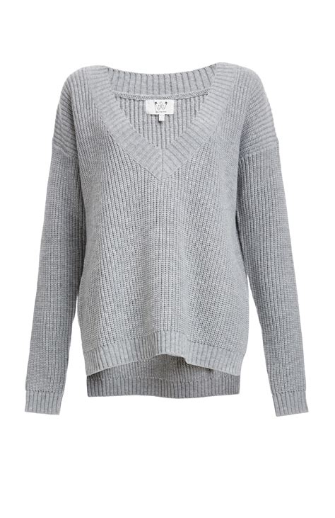 Six Crisp Days V Neck Knit Pullover Sweater In Heather Grey Dailylook