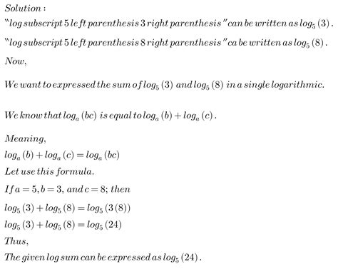 Solved The Sum Log Subscript Left Parenthesis Right Parenthesis