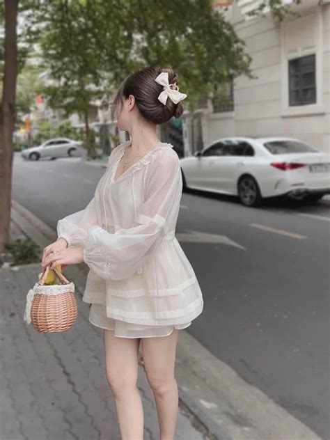 Set áo babydoll nude món combo áo bánh bèo phối áo lót kèm quần short lưng thun Shopee