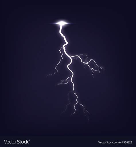 Lightning On Dark Purple Night Sky Isolated Vector Image