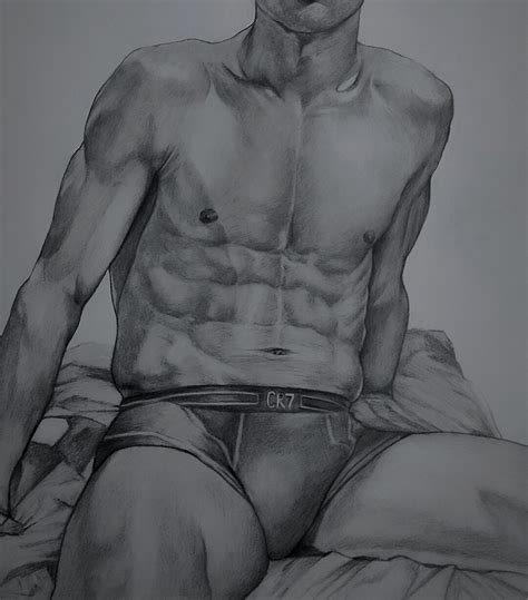 Fine Male Nude Art Sketch Customize Erotic Pencil Portrait Graphite Drawing Erotic Drawing