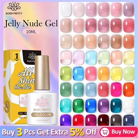 BORN PRETTY 10ml Jelly Nude Gel Nail Polish 50 Colors Semi Transparent