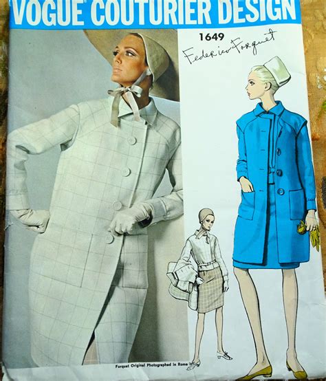 1960s FORQUET Mod Coat 2 Pc Dress Pattern VOGUE COUTURIER DESIGN 1649