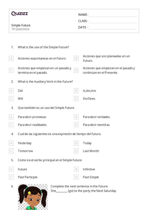 50 Verbos En Tiempo Futuro Hojas De Trabajo En Quizizz Gratis E