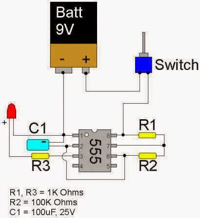 Flashing Led Using Timer Circuit Diagram