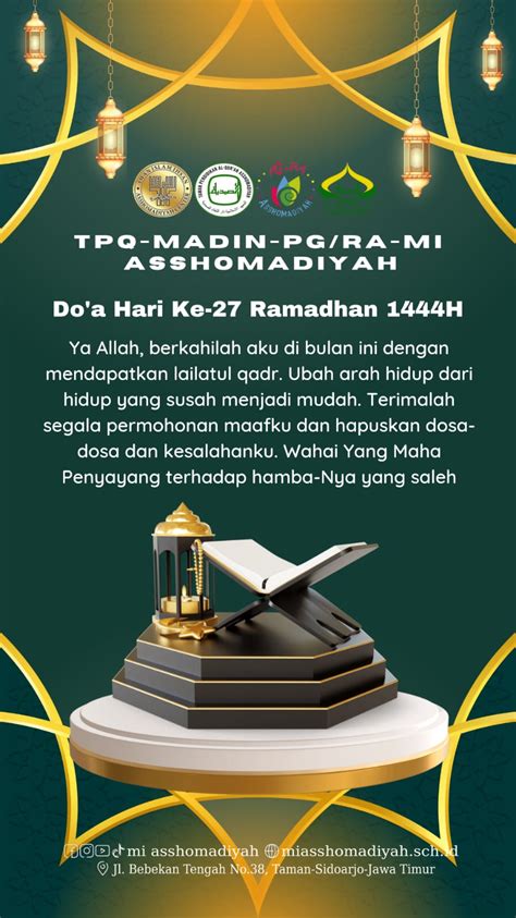 Doa Hari Ke Ramadhan Madrasah Ibtidaiyah Asshomadiyah