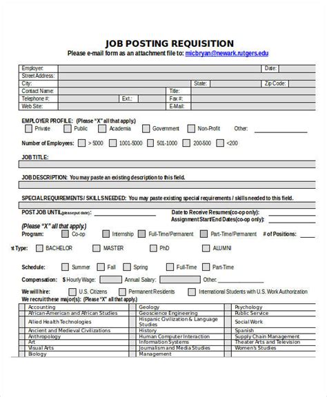 Free Job Requisition Template Printable Templates