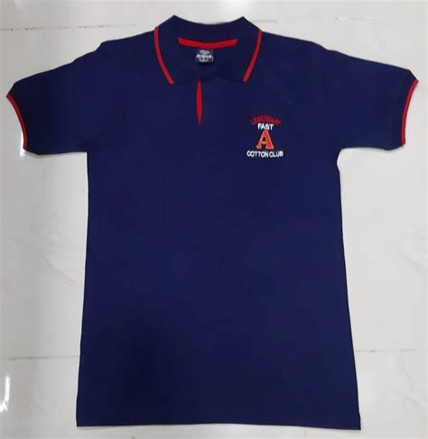 Cotton Logo Navy Blue Collar T Shirt Half Sleeves At Rs Piece In