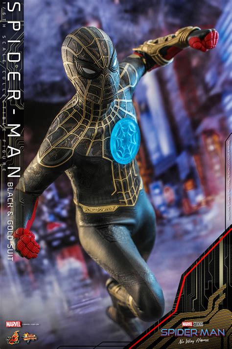Hot Toys MMS 604 Spider Man No Way Home Black Gold Suit Hot