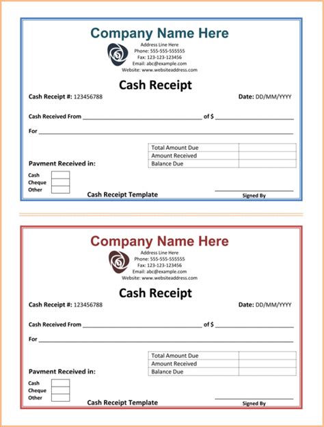 Cash Receipt Template 5 Printable Cash Receipt Formats