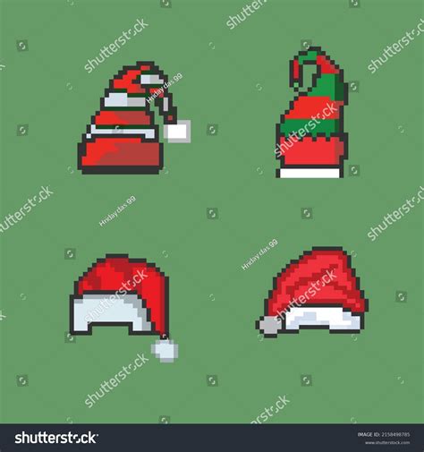 Pixel Art Christmas Hat Santa Hat Stock Vector Royalty Free