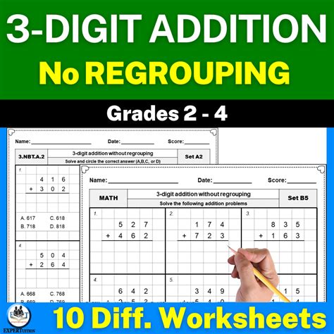 3 Digit Addition Without Regrouping Worksheets Expertuition