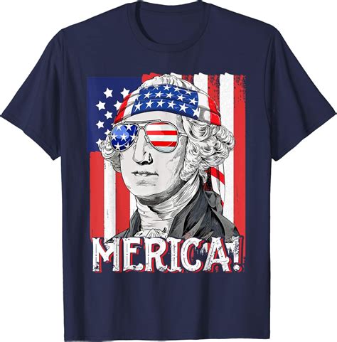 Hot Trending T Shirt With Merica George Washington American Flag Men Women 4Th Of July Walmart
