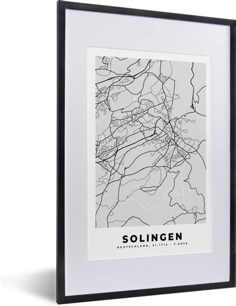 Fotolijst Incl Poster Plattegrond Duitsland Solingen Kaart