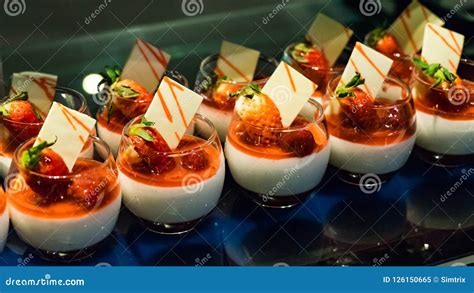 Delicious Dessert In Glasses With Strawberries Maldives Stock Image