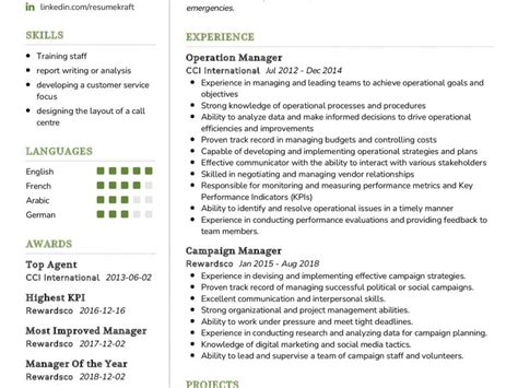 Operation Manager Cv Sample In 2025 Resumekraft