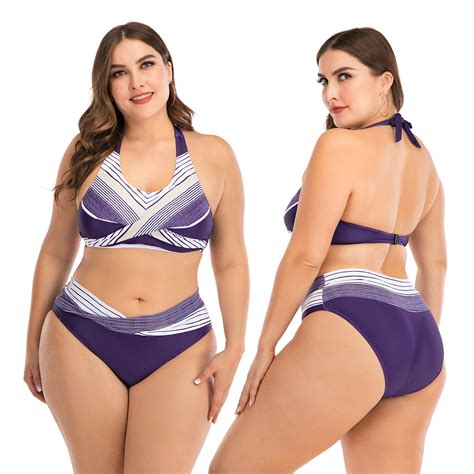 Plus Size Badmode Vrouwen Grote Borsten Stalen Plaat Hoge Taille