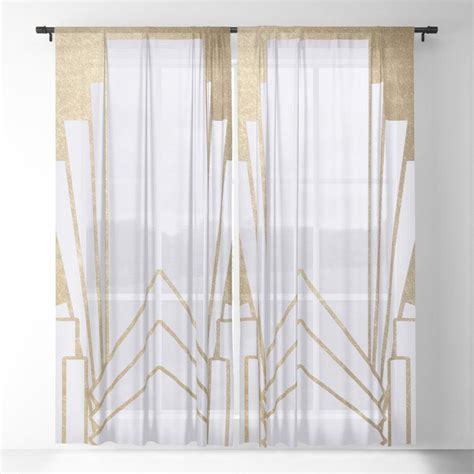 Art Deco Design Blonde Sheer Curtain Art Deco Curtains Art Deco Design Art Deco Living Room