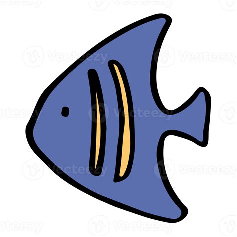 Cute Blue Fish Cartoon Element Png