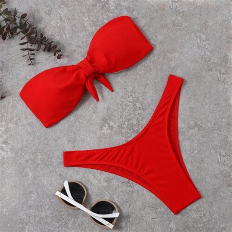 Bikinis Sexy Women Swimsuit Push Up Bandage Tube Top Bikini Folds Female Swimwear Bikinis