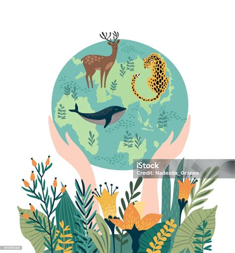 Vector Illustration For Earth Day And Other Environmental Concept Isolated Design For Card