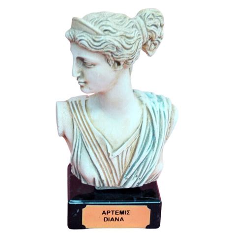 Artemis Goddess Of Hunt Small Head Bust On Marble Base Diana Mistress