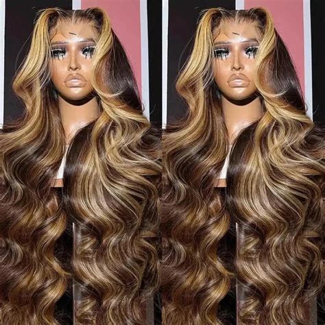 Amazon 360 Lace Front Wigs Human Hair Pre Plucked Honey Blonde Body Wave Lace Front Wigs