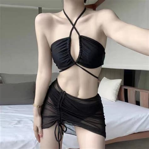 Sexy Strap Bikini 3pcs Push Up Swimsuit Women Vacation Hot Spring