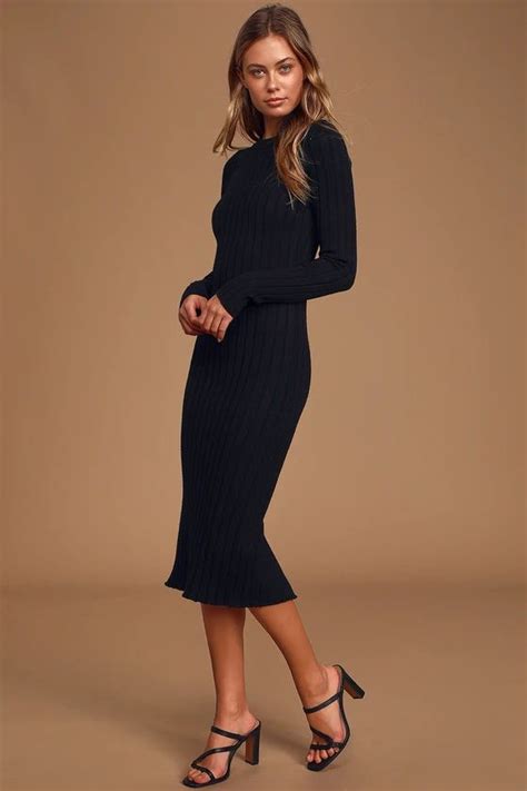 The Best Yet Black Ribbed Bodycon Sweater Dress Sweater Dress