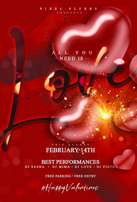 Valentines Day Free Flyer Template Freebie FreePSDFlyer