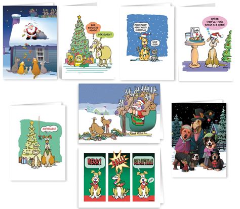 Funny Dog Christmas Cards - 16 Boxed Funny Dog Cards and Envelopes - 8 Different Designs - 98 ...