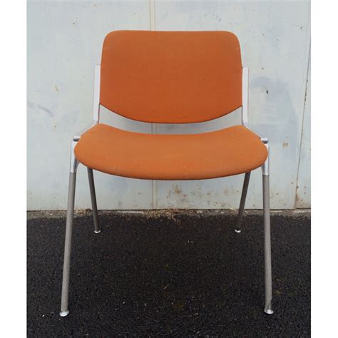 Castelli Dsc Chair In Metal And Orange Fabric Giancarlo Piretti