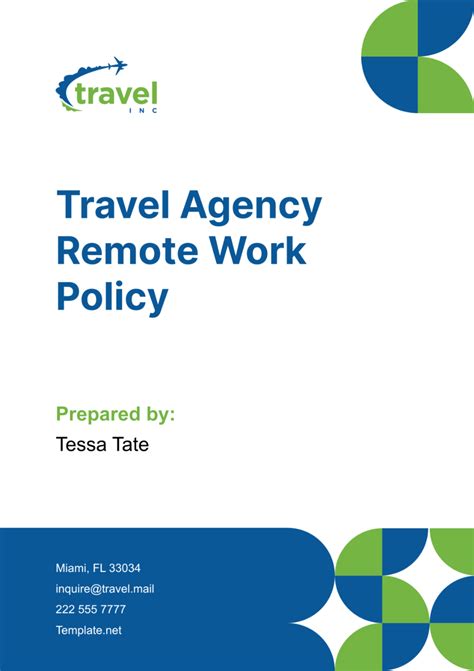 Free Travel Agency Remote Work Policy Template to Edit Online