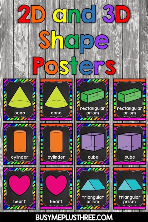 2d And 3d Shape Posters Neon And Chalkboard Classroom Decor Shape