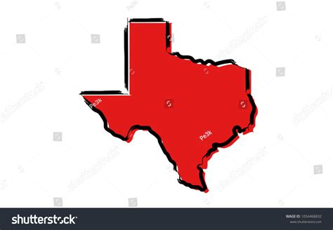 Stylized Red Sketch Map Texas Stock Vector Royalty Free 1054468832