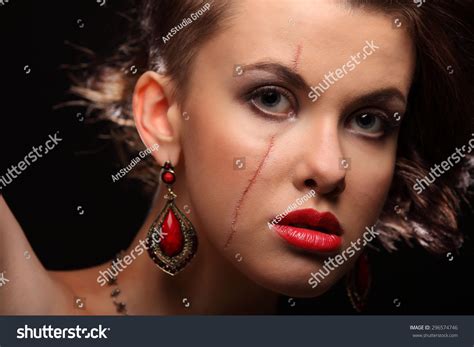 Beautiful Girl Scar On Face Shoulder Stock Photo 296574746 Shutterstock