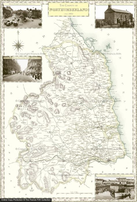 Historic County Map Of Northumberland Francis Frith