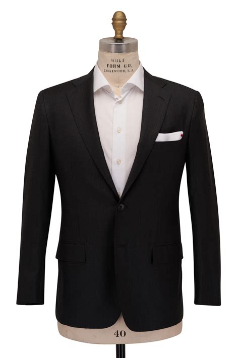 Kiton - Charcoal Micro Check Wool Suit | Mitchell Stores