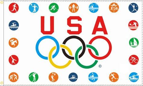 Olympics USA Sports Logo Flag 3x5 FT