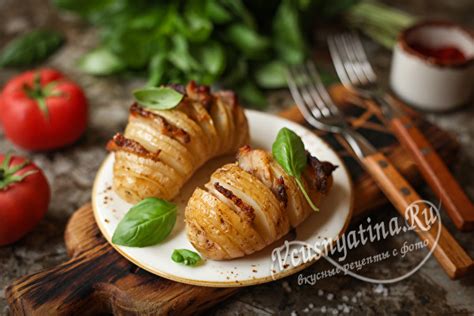 Картошка гармошка с салом в духовке: рецепт с фото пошагово