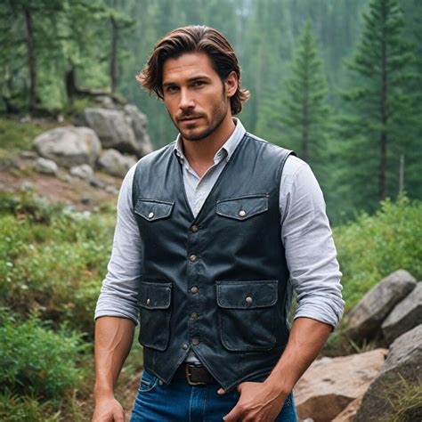 Mens Black Leather Vest Classic Waistcoat With Pockets Rugged