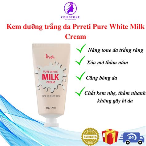 Prreti Pure White Milk Cream Whitening Cream lifts natural moisturizing ...