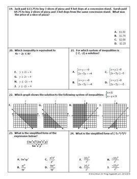 Algebra 1 Final Exam Study Guide Answer Key Study Poster