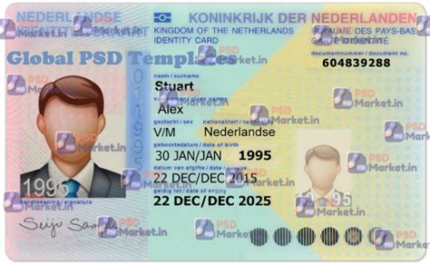 Netherlands Id Card Front Back Template V Global Psd Template