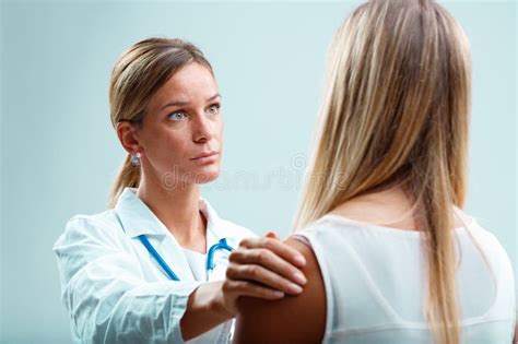 Rust Between Patient Blonde Doctor Physical Emotional Care Stock Photo Image Of Care