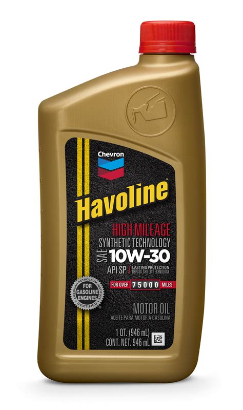 Chevron Havoline High Mileage Synthetic Blend Motor Oil 10W-30, 1 qt ...
